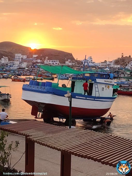 Sunset boat launch in Peru