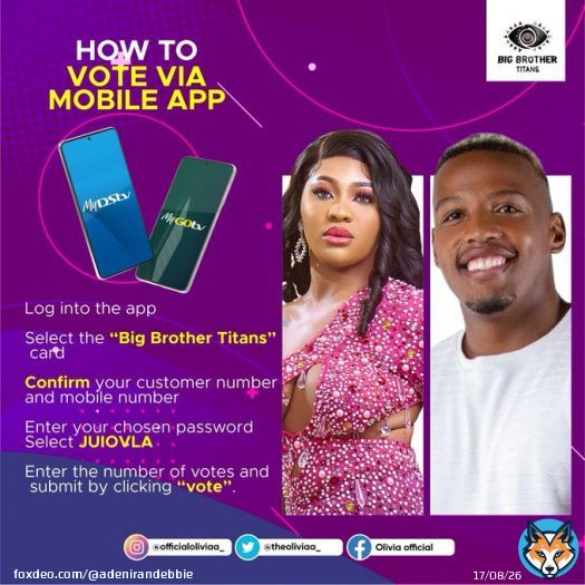 Olivia #OliviaOkoro and Juicy Jay #JuicyJay I love this pair. Please help me to vote #Juiovla  Thanks and God bless. This is the last day o, &eacute; jor  #BBTitans