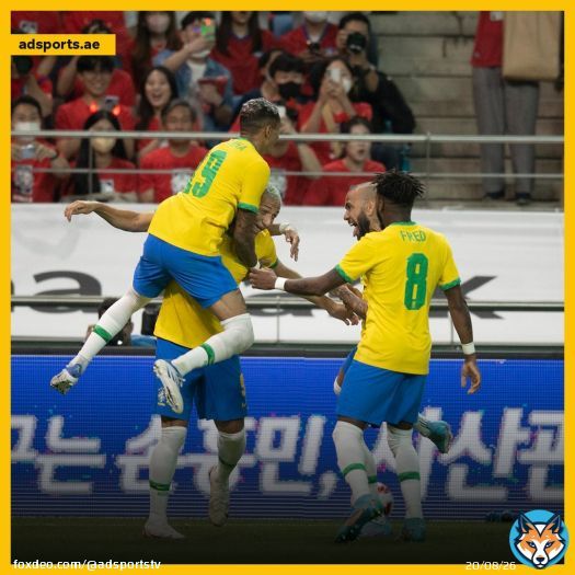 منتخب البرازيل يحقق فوزاً كبيراً على منتخب كوريا الجنوبية بنتيجة 5-1 في المباراة الودية بين المنتخبين
