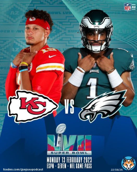 With #SuperBowlLVII just one week away, what are you early predictions? Will @PatrickMahomes and the @Chiefs get the job done or will @JalenHurts and the @Eagles be taking home the hardware? #NFLPlayoffs #ChiefsKingdom #FlyEaglesFly #NFLTwitter @NFLAustralia