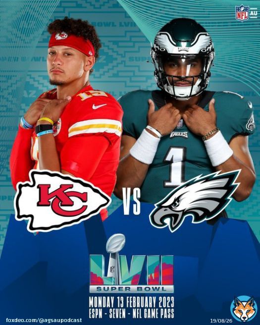 With #SuperBowlLVII just one week away, what are you early predictions? Will @PatrickMahomes and the @Chiefs get the job done or will @JalenHurts and the @Eagles be taking home the hardware? #NFLPlayoffs #ChiefsKingdom #FlyEaglesFly #NFLTwitter @NFLAustralia
