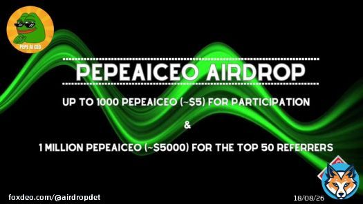 PepeAiCEO #Airdrop   Total Airdrop Pool: 5 Million PEPEAICEO [~$25,000]   Start the airdrop bot:   Do the tasks on the bot & submit your data  Details:   #Airdrops #PepeAiCEO #Bitcoin #Airdropdetective