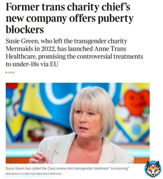 Susie Green, the ex-head of Mermaids, has started a new company called Anne Trans Healthcare.    The company will be helping parents gets puberty blockers for their under 18yr old children.  Green says her company has figured out a way to legally getet these meds throughShow more