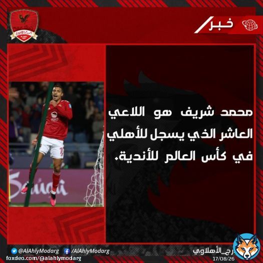 محمد شريف يصبح اللاعب العاشر الذي يسجل للأهلي في كأس العالم للأندية. #المدرج_الأهلاوي #الأهلي_أوكلاند_سيتي