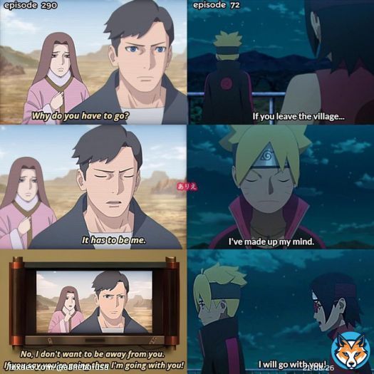 \u275d N&atilde;o quero estar longe de ti. Se voc&ecirc; for embora, ent&atilde;o eu vou com voc&ecirc;! \u275e    #Boruto #Sarada #BoruSara