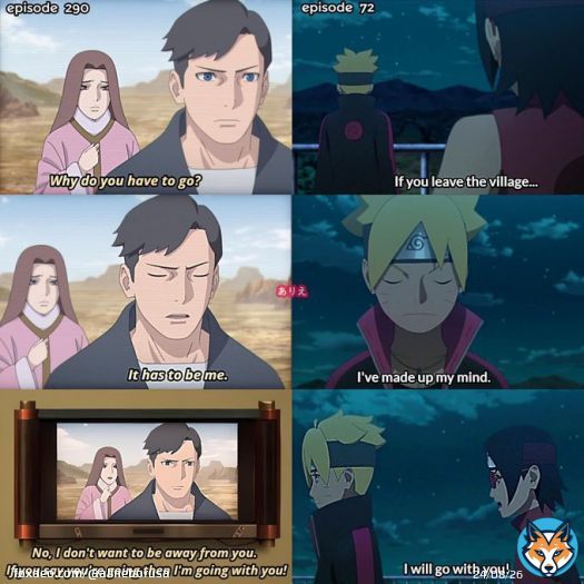 \u275d N&atilde;o quero estar longe de ti. Se voc&ecirc; for embora, ent&atilde;o eu vou com voc&ecirc;! \u275e    #Boruto #Sarada #BoruSara