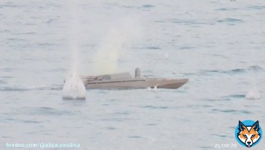 Так с близкого расстояния выглядели украинские беспилотные катера-камикадзе, безуспешно атаковавшие ночью разведывательный корабль &laquo;Приазовье&raquo; ЧФ РФ  Один из них имел собственное имя 'Кот и енот'[Кiт та Єнот]