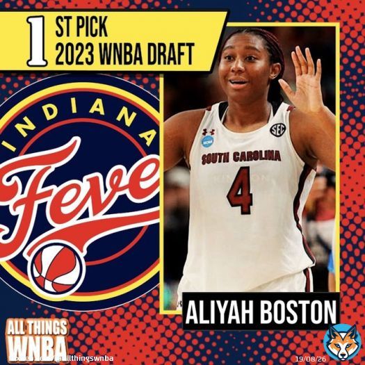 No surprises here  With the 1st pick in the 2023 #WNBADraft, the Indiana Fever select Aliyah Boston, from the University of South Carolina