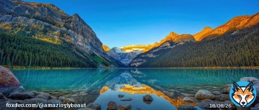 A Panoramic View of Sunrise at Lake Louise, Banff National Park, Canada - [OC] [5472x2344] - Author: jm4tlRed on Reddit - #travel #photography #travelphotography #nature #photooftheday