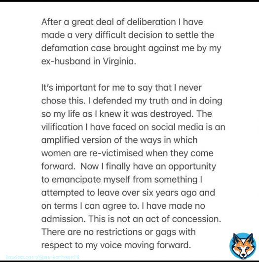 Today is a good day... #AmberHeard is finally free from her abuser and SHE GOT HER VOICE BACK. Amber has admitted NO GUILT and she can speak freely.  This is her biggest victory... See you soon Amber  #IStandWithAmberHeard