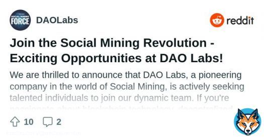 The DAO Labs revolutionizing social media and online communities through their Social Mining platform. If you're passionate about #blockchain and #DeFi , this is your chance to contribute and earn rewards.   Read   #DAOLabs #Web3 #Bitcoin #Binance $BBUSD