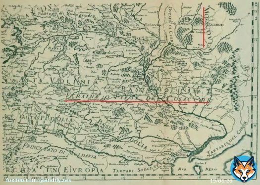 Итальянская карта 1641 г. 'Ucraina o Paese de Cosacchi' / 'Украина земля казаков'. Московия названа 'Moscovia'.