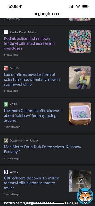 This is Google this morning on the search term &ldquo;rainbow fentanyl&rdquo;  it appears a huge batch of this has made into our country and into major cities all across the nation.  This isn&rsquo;t even close to all the news on this scary candy looking death pill. #fentanyl #rainbowfentanyl