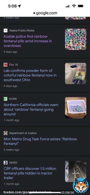 This is Google this morning on the search term &ldquo;rainbow fentanyl&rdquo;  it appears a huge batch of this has made into our country and into major cities all across the nation.  This isn&rsquo;t even close to all the news on this scary candy looking death pill. #fentanyl #rainbowfentanyl