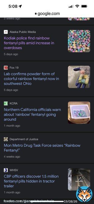 This is Google this morning on the search term &ldquo;rainbow fentanyl&rdquo;  it appears a huge batch of this has made into our country and into major cities all across the nation.  This isn&rsquo;t even close to all the news on this scary candy looking death pill. #fentanyl #rainbowfentanyl