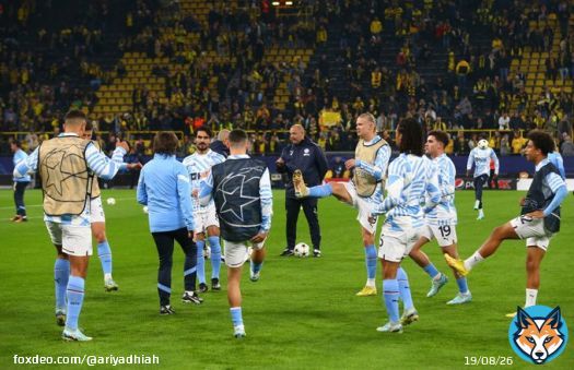 لاعبو #مانشستر_سيتي يؤدون تدريبات الإحماء   #دورتموند_مانشستر_سيتي #دوري_أبطال_أوروبا