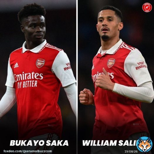 | Hey @gabimartinelli, can you pass the pen to Bukayo Saka and William Saliba? #afc