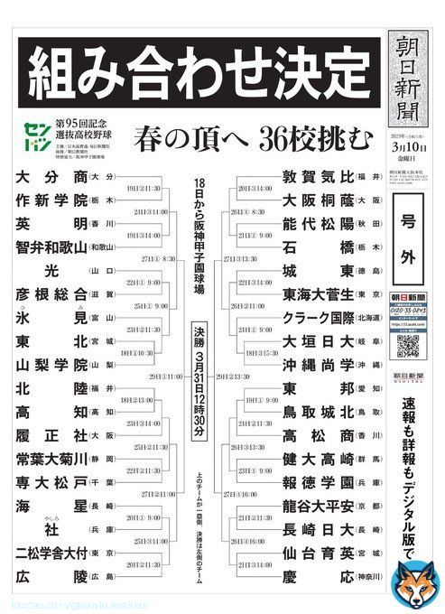 第95回記念選抜高校野球大会の組み合わせ抽選会が行われ、出場36校の対戦相手が決まりました。 開幕は18日です。 #高校野球 #甲子園 #選抜 #センバツ