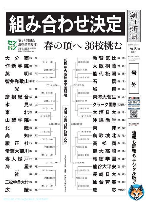 第95回記念選抜高校野球大会の組み合わせ抽選会が行われ、出場36校の対戦相手が決まりました。 開幕は18日です。 #高校野球 #甲子園 #選抜 #センバツ