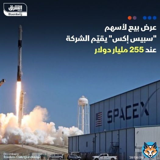 'سبيس إكس' تجري مناقشات مبكرة لبيع أسهم داخلياً قد ترفع قيمة شركة الصواريخ والأقمار الصناعية التابعة لـ #إيلون_ماسك إلى حوالي 255 مليار دولار، حسب ما نقلته 'بلومبرغ' عن أشخاص مطلعين على الأمر - يمثل ذلك علاوة على التقييم السابق للشركة البالغ حوالي 21ي 210 مليارات دولار، ومن شأنه أن يعزز مكانة 'سبيس إكس' باعتبارها الشركة الأميركية الخاصة الأكثر قيمة التفاصيل: