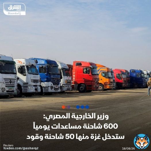 #مصر تقول إنه تم الاتفاق على إدخال 600 شاحنة من المساعدات الإنسانية إلى #غزة يومياً منها 50 شاحنة #وقود، بحسب وزير الخارجية المصري بدر عبد العاطي \ud83d\udccc يبدأ سريان اتفاق وقف إطلاق النار في غزة صباح يوم الأحد، بعد 470 يوماً من الحرب
