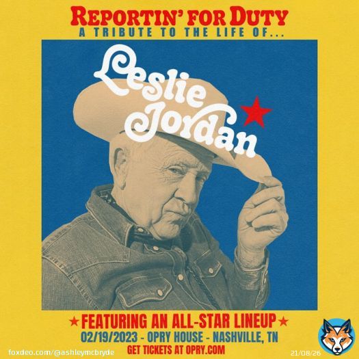 On February 19, Ashley will join an incredible group of artists at the Grand Ole Opry House to pay tribute to the great #LeslieJordan. Reportin' For Duty: A Tribute to Leslie Jordan is on sale now!