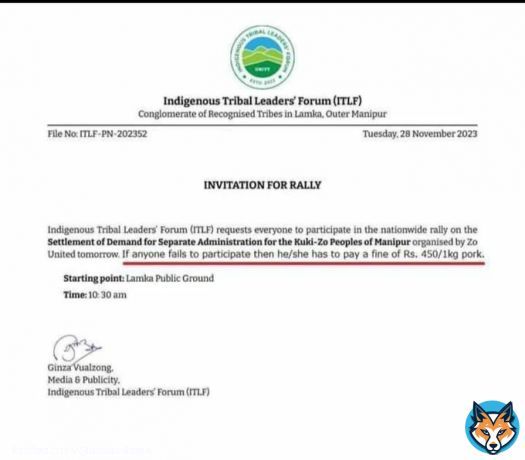 This is bullying with threat to ostracize & penalize if not compliant.. ITLF leaders should be charged for intimidation.. So basically..a commoner who is a Simte, Paite, Zou, Hmar or Thadou can&rsquo;t avoid looking like they support these degenerates..even though they likely don&rsquo;tQuote
