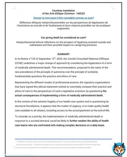 13 French healthcare organizations, representing 800,000 caregivers, stand against the legalization of administered death in France.   Find the summary of their joint opinion here   #MAID #AssistedSuicide #Euthanasia