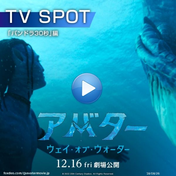 ||\u25e4異次元の 　3D映像体験\u25e2||  『#アバター：ウェイ・オブ・ウォーター』本日公開  フォロー＆RTで パンドラの世界へ出発  リプライであなたへの 推しポイントをお届け  さらに抽選でムビチケ、フィギュアなど豪華賞品  #アバターウェイオブウォーター  #映画館でアバ体験キャンペーン