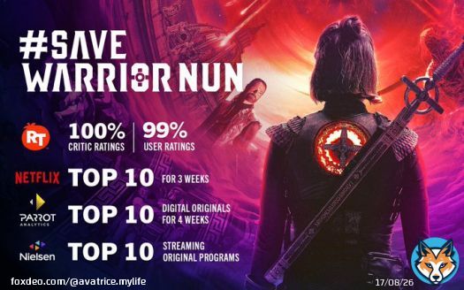 you @netflix canceled a show to which you gave zero promotion and still was the world top, we deserve respect, we deserve more from this wonderful universe. NETFLIX CORRECT YOUR MISTAKE #SaveWarriorNun #WarriorNun