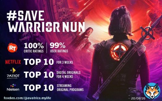you @netflix canceled a show to which you gave zero promotion and still was the world top, we deserve respect, we deserve more from this wonderful universe. NETFLIX CORRECT YOUR MISTAKE #SaveWarriorNun #WarriorNun