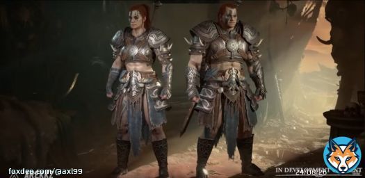 Still somewhat annoyed the feminine barbarian in Diablo 4 is still slighter and smaller than the masculine counterpart.  So I just scaled her up a bit in pureref instead to demonstrate.