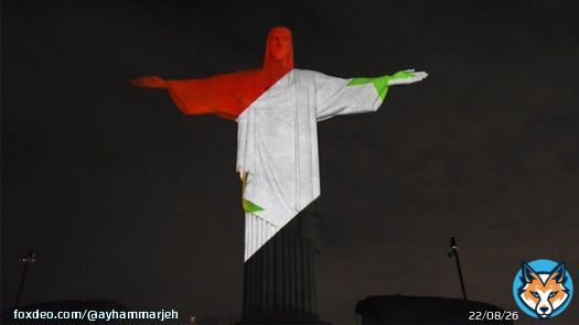 Christ the Redeemer statue in Brazil's Rio de Janeiro is illuminated with the flag of #Syria as well as messages to honor the victims of the #earthquakes