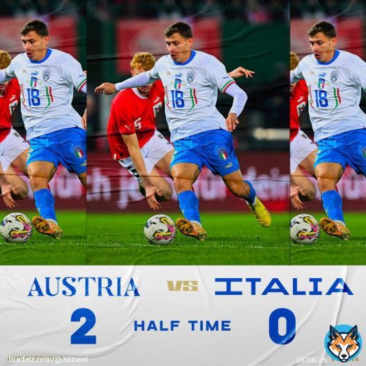 FINE PRIMO TEMPO   #AustriaItalia -  X.Schlager 6&rsquo;, Alaba 35&rsquo;  #AutIta #Azzurri #Nazionale #VivoAzzurro