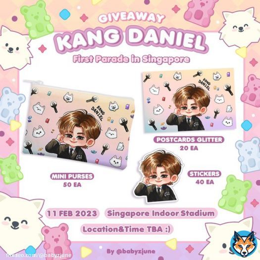 Giveaway for KANG DANIEL FIRST PARADE IN SINGAPORE  Mini Purses/Postcards/Stickers   11 FEB 2023  Singapore Indoor Stadium  Time TBA  No rules, feel free to take it :) Thank you for supporting our Kang Daniel  #FirstParadeinSG #KANGDANIELinSG #KANGDANIEL #강다니엘