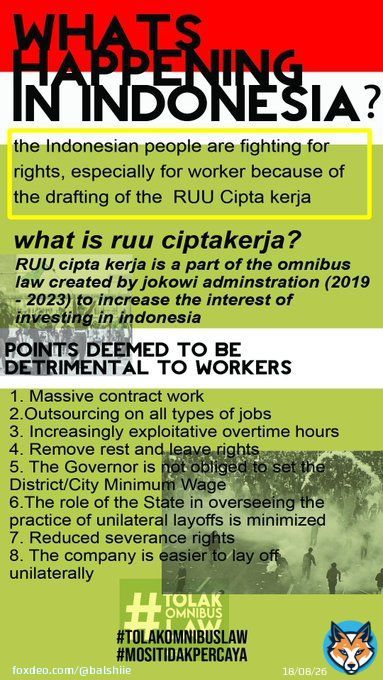 HASHTAGS   For Indonesia: #WhatsHappeningInIndonesia #GagalkanOmnibusLaw #JegalSampaiGagal #JEGALSAMPAIBATAL #MosiTidakPercaya #DPRRIKhianatiRakyat #tolakomnisbuslaw #tolakruuciptakerja #BatalkanOmnibusLaw