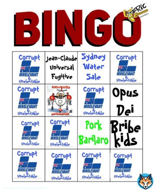 NSW LNP Corruption Bingo : Week 2  With just two weeks till the NSW State Election, the LNP still continuing their signature CORRUPTION Policy strategy  This week is jam packed with Generic Corruption icons for those Die Hard LNP voters who just can&rsquo;t accept it.  #auspol #NSWpol