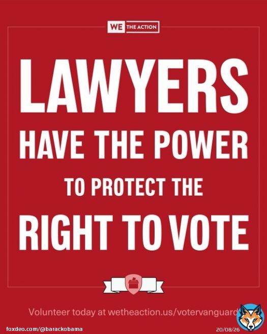 With early voting happening in states across the country, @WeTheAction is looking for lawyers to help safeguard voting rights. If you&rsquo;re a lawyer and want to help protect the vote in your community, I hope you&rsquo;ll sign up: