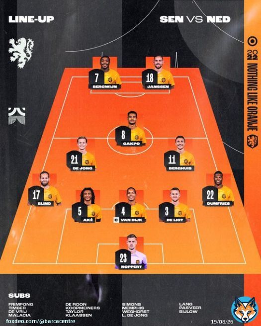 International watch: Frenkie de Jong starts for the Netherlands in their World Cup game with Senegal. Memphis Depay is on the bench. Kick off in 70 minutes. #fcblive