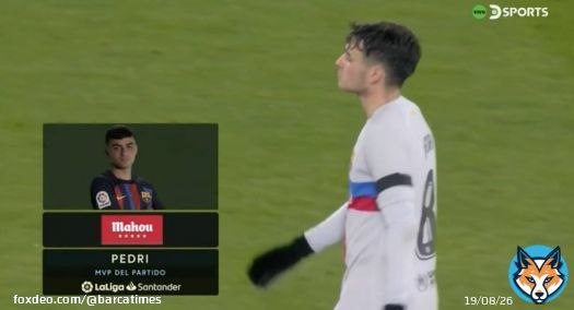 Pedri has been named as the game's official MOTM. #fcblive