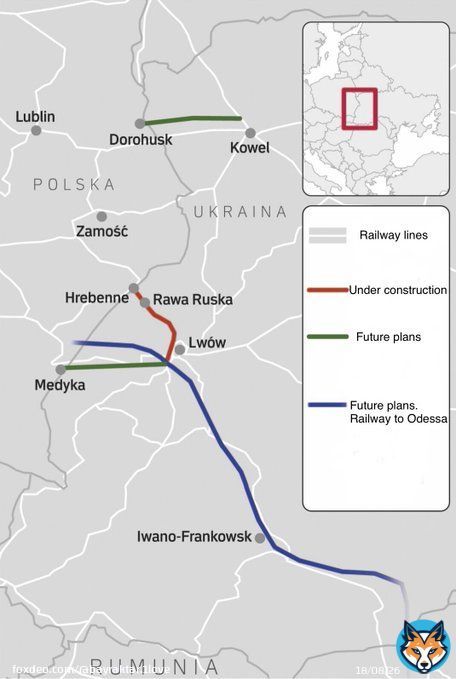 By the end of 2023, a European standard railway line is to be built in , allowing direct routes from Warsaw to Lviv. Because railway track in  is 1520 mm, while in  it&rsquo;s 1435 mm, this has always complicated the railway connection between  and