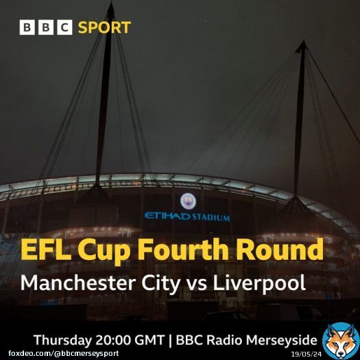 Up next for #Liverpool   On air from 7pm  @ManCity  @LFC  @Carabao_Cup fourth round  Etihad Stadium  Kick-off 8pm  @jamesmountford0 & @higs8  #LIVMCI #LFC #ManCity #EFLCup  95.8FM | DAB  Freeview channel 722