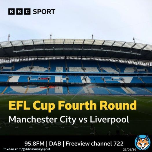 @ManCity  @LFC  @Carabao_Cup fourth round  Etihad Stadium  Kick-off 8pm  @jamesmountford0 & @higs8  #LIVMCI #LFC #ManCity #EFLCup  95.8FM | DAB  Freeview channel 722  @BBCMerseySport