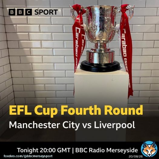 On air from 7pm  @ManCity  @LFC  @Carabao_Cup fourth round  Etihad Stadium  Kick-off 8pm  @jamesmountford0 & @higs8  #LIVMCI #LFC #ManCity #EFLCup  95.8FM | DAB  Freeview channel 722