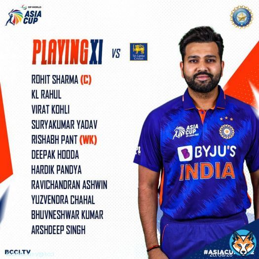One change in the #TeamIndia Playing XI.  R Ashwin comes in for Ravi Bishnoi.  Live -  #INDvSL #AsiaCup2022