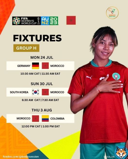 FIFA Womens World Cup   Morocco  Atlas Lionesses fixtures @soka25east