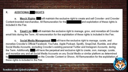 BREAKING: Steven Crowder exposes how corporations buy out conservative content creators with contracts that give them all the power  If you ever wonder why so many so called conservatives never cover election fraud, this is why