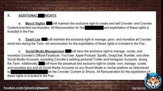 BREAKING: Steven Crowder exposes how corporations buy out conservative content creators with contracts that give them all the power  If you ever wonder why so many so called conservatives never cover election fraud, this is why