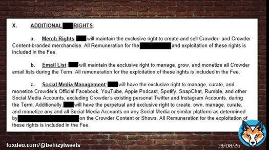 BREAKING: Steven Crowder exposes how corporations buy out conservative content creators with contracts that give them all the power  If you ever wonder why so many so called conservatives never cover election fraud, this is why