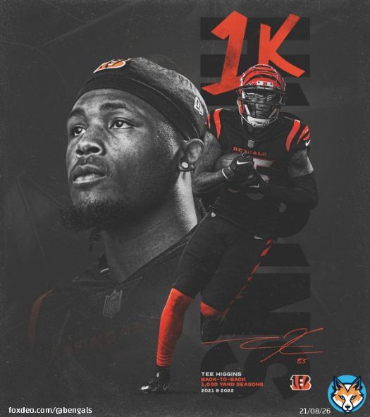 Back-to-back 1,000 yard seasons for @teehiggins5